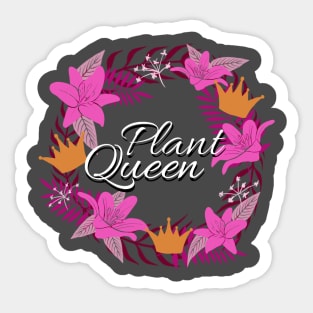 Plant Queen - Pink & Gold Plant Wreath Art Sticker